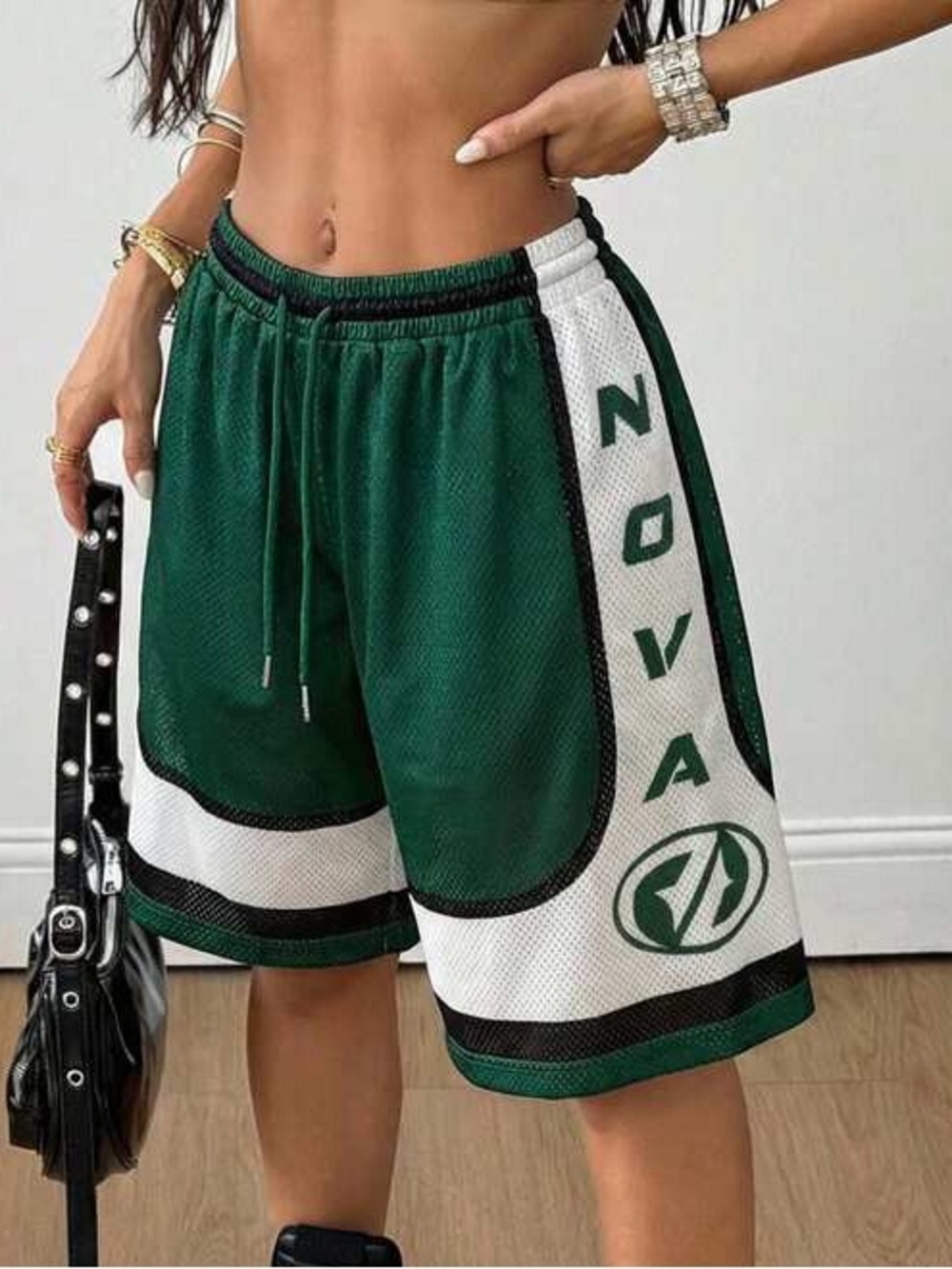 Dark Green Lined Basketball Shorts